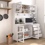 Okak 63in Dispensa, Mobile da Cucina Autoportante con 4 Ante e 4 Cassetti, Mobile Contenitore per Soggiorno, Sala da Pranzo