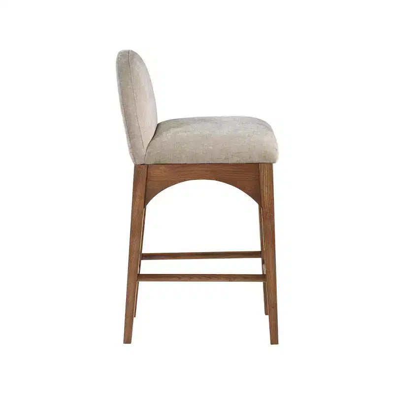 Meridian Furniture, Sgabello Waldorf in Tessuto Ciniglia Beige