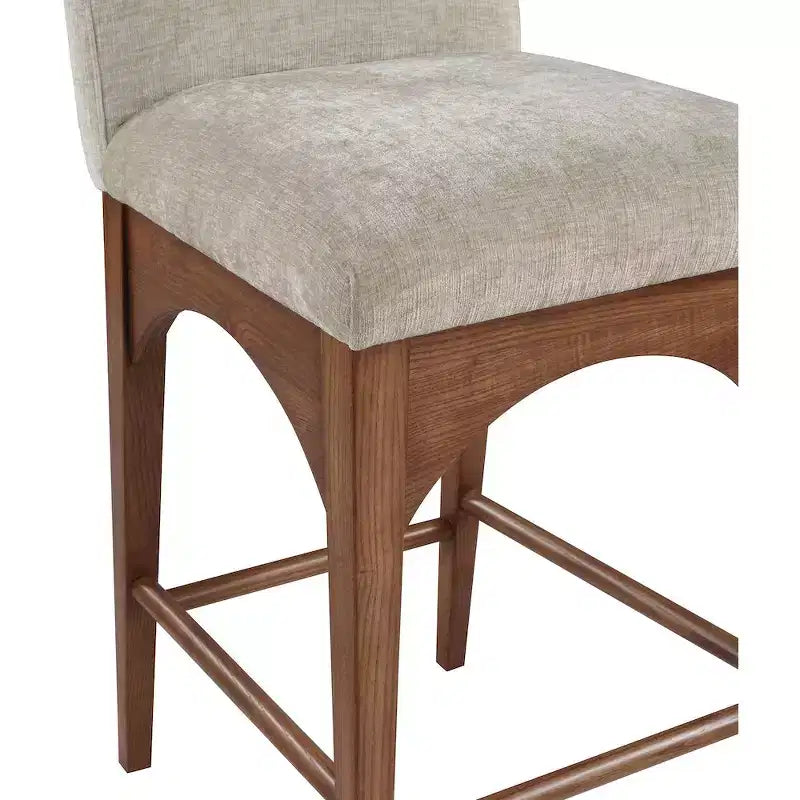 Meridian Furniture, Sgabello Waldorf in Tessuto Ciniglia Beige