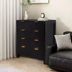 Cassettiera in legno con pannello fluted Waveform e 4 cassetti, comò moderno per camera da letto, soggiorno, cameretta e ingresso