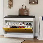 Coolmee Panchina Scarpiera da 80 cm con Cassetto Ribaltabile e Cuscino in PU, Mobile Scarpiera da Ingresso per Corridoio, Camera da Letto, Soggiorno