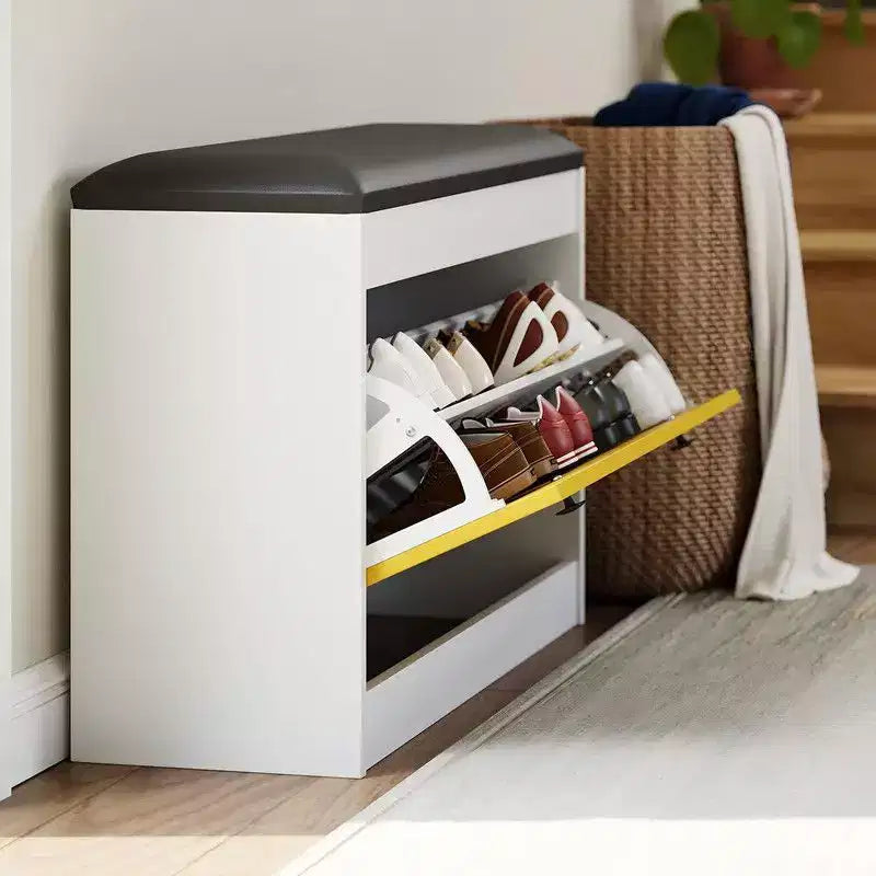 Coolmee Panchina Scarpiera da 80 cm con Cassetto Ribaltabile e Cuscino in PU, Mobile Scarpiera da Ingresso per Corridoio, Camera da Letto, Soggiorno