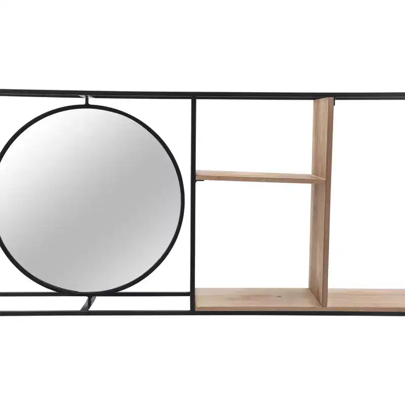 Mensola a Muro con Specchio, Mensola Sospesa Industriale in Metallo e Legno, Decorazione Moderna per Camera da Letto, Soggiorno, Ufficio