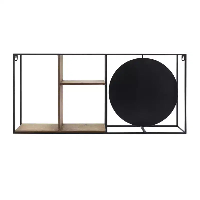 Mensola a Muro con Specchio, Mensola Sospesa Industriale in Metallo e Legno, Decorazione Moderna per Camera da Letto, Soggiorno, Ufficio