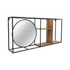 Mensola a Muro con Specchio, Mensola Sospesa Industriale in Metallo e Legno, Decorazione Moderna per Camera da Letto, Soggiorno, Ufficio