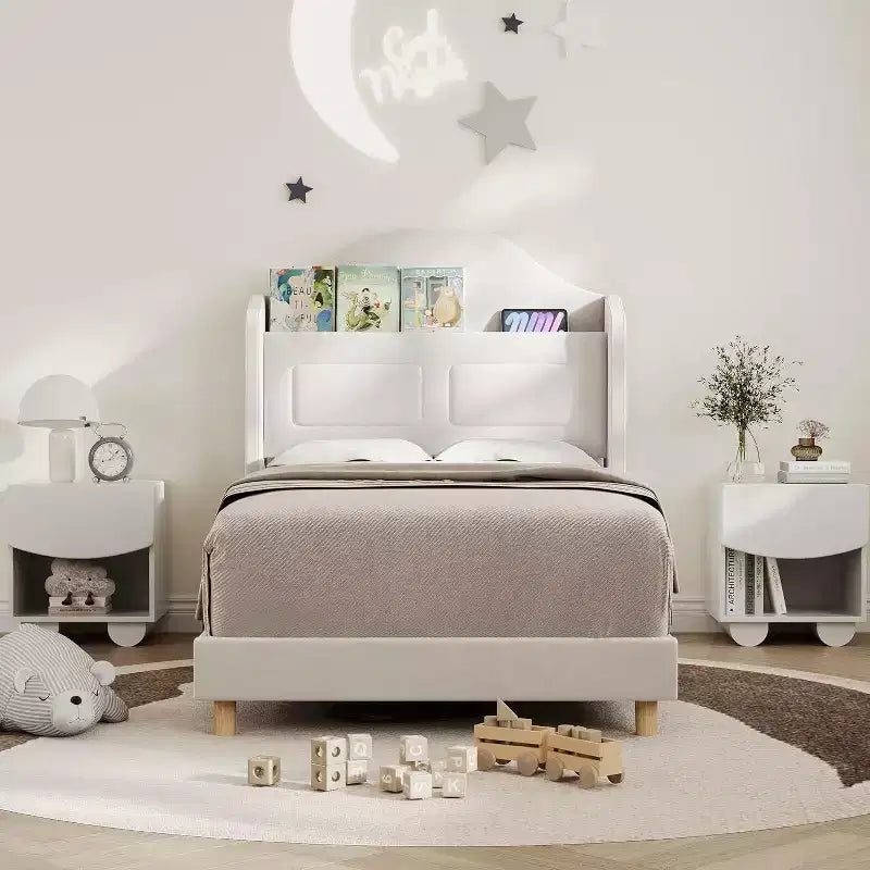 Telaio letto singolo in velluto rosa con testiera a libreria, funzione luce, contenitore, senza rete a molle, facile montaggio