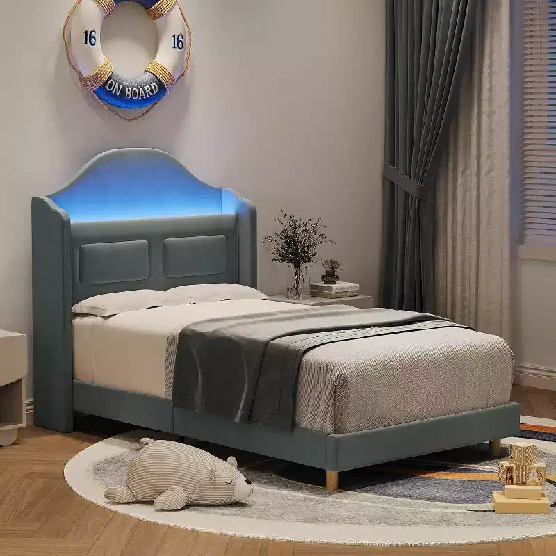 Telaio letto singolo in velluto rosa con testiera a libreria, funzione luce, contenitore, senza rete a molle, facile montaggio