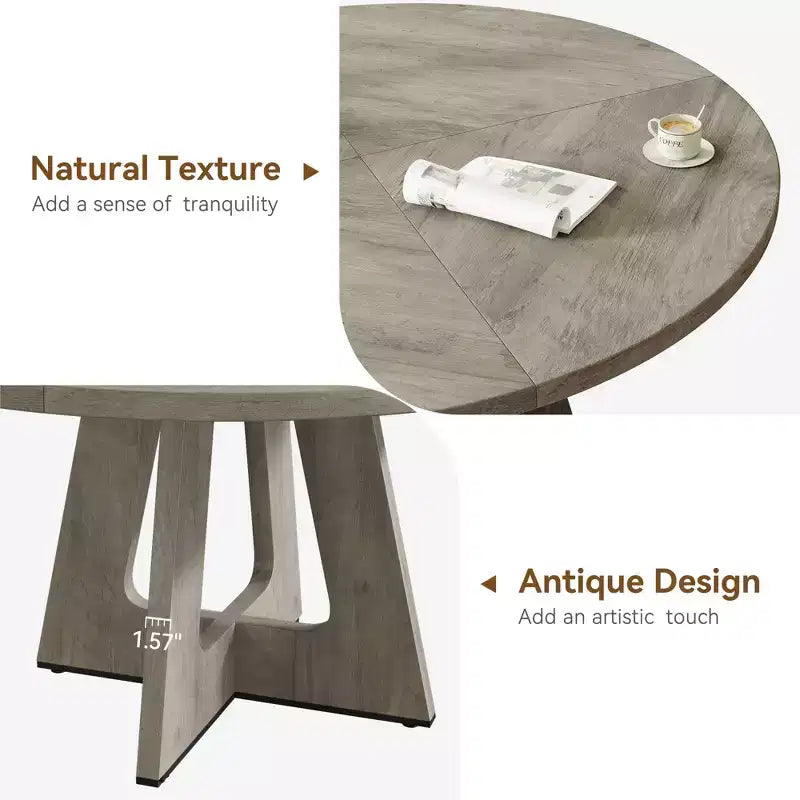 Tavolo da pranzo 47 per 4-6 persone, rotondo con piano in legno e base a piedistallo per sala da pranzo, cucina (sedie non incluse)