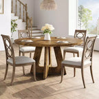 Tavolo da pranzo 47 per 4-6 persone, rotondo con piano in legno e base a piedistallo per sala da pranzo, cucina (sedie non incluse)