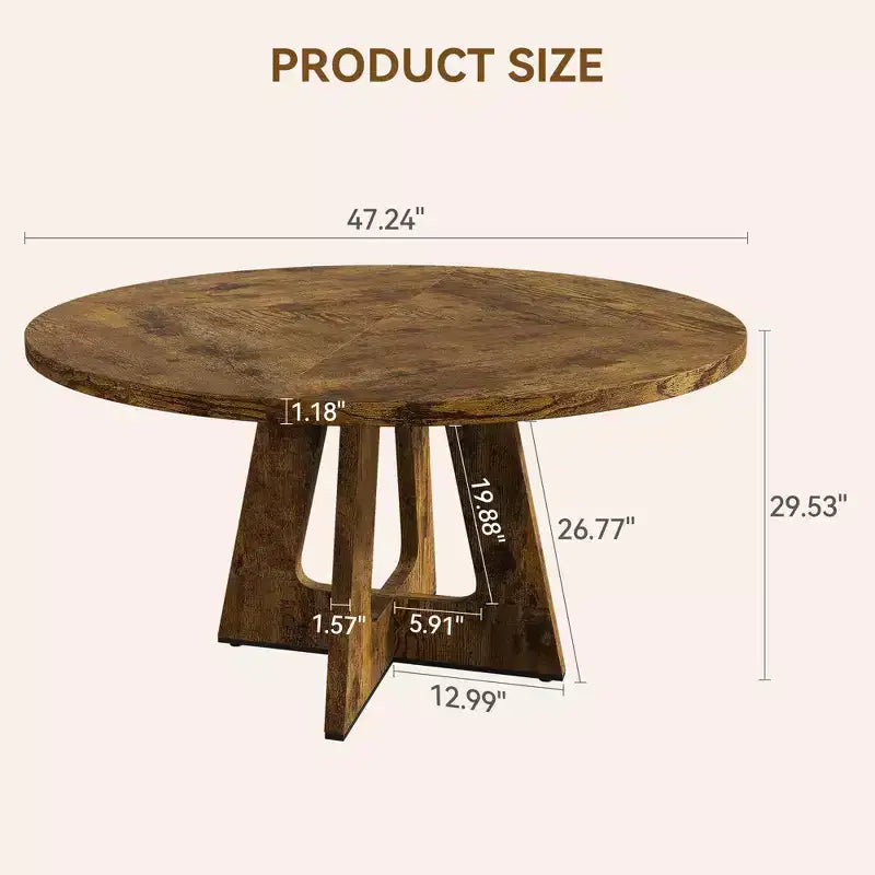 Tavolo da pranzo 47 per 4-6 persone, rotondo con piano in legno e base a piedistallo per sala da pranzo, cucina (sedie non incluse)