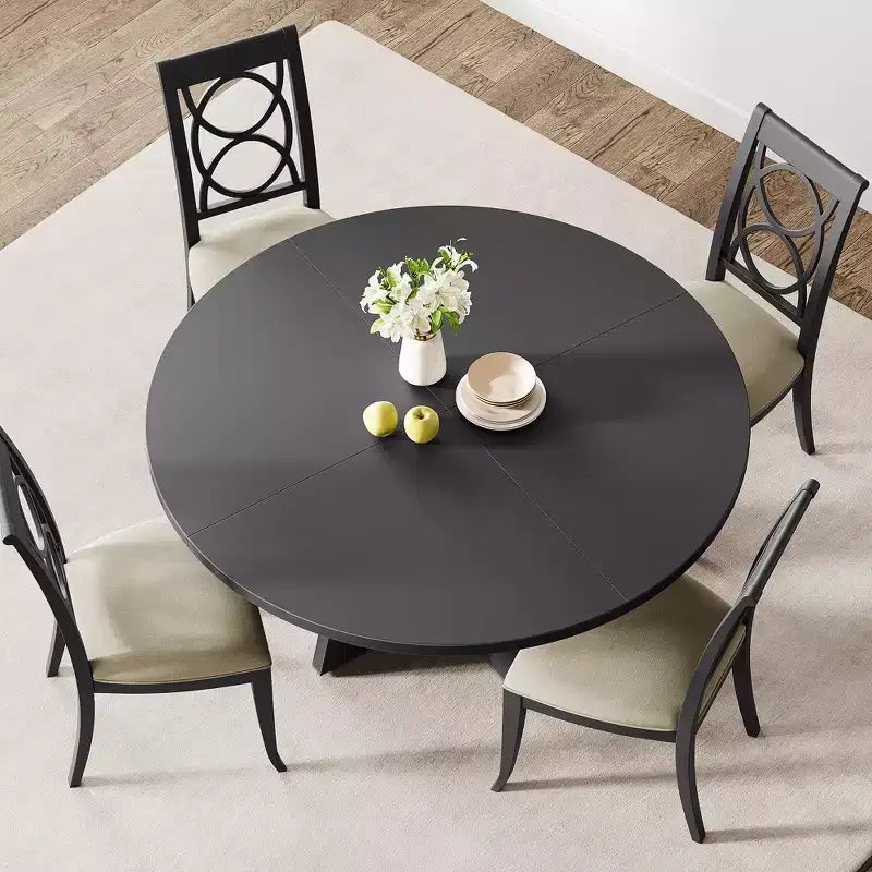 Tavolo da pranzo 47 per 4-6 persone, rotondo con piano in legno e base a piedistallo per sala da pranzo, cucina (sedie non incluse)