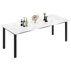 Tavolo da pranzo rettangolare da 71/78 per 6-8 persone con bordo irregolare a onda e struttura in metallo, impermeabile e antigraffio, versatile per mangiare/lavorare/studiare
