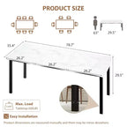 Tavolo da pranzo rettangolare da 71/78 per 6-8 persone con bordo irregolare a onda e struttura in metallo, impermeabile e antigraffio, versatile per mangiare/lavorare/studiare