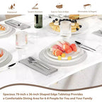 Tavolo da pranzo rettangolare da 71/78 per 6-8 persone con bordo irregolare a onda e struttura in metallo, impermeabile e antigraffio, versatile per mangiare/lavorare/studiare