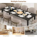 Tavolo da pranzo rettangolare da 71/78 per 6-8 persone con bordo irregolare a onda e struttura in metallo, impermeabile e antigraffio, versatile per mangiare/lavorare/studiare
