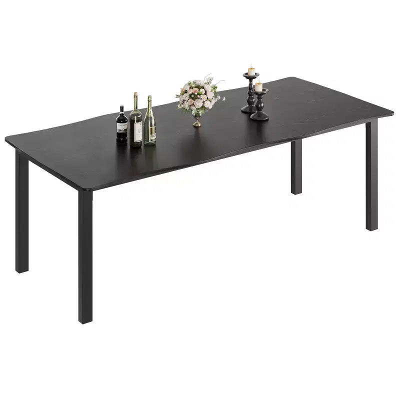 Tavolo da pranzo rettangolare da 71/78 per 6-8 persone con bordo irregolare a onda e struttura in metallo, impermeabile e antigraffio, versatile per mangiare/lavorare/studiare