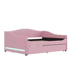 Bellemave Divano Letto Imbottito Una Piazza e Mezza con Letto Estraibile, Struttura in Pile Teddy, Divano Letto Trapuntato con Luci a LED per Camera da Letto, Soggiorno, Ospiti, Rosa