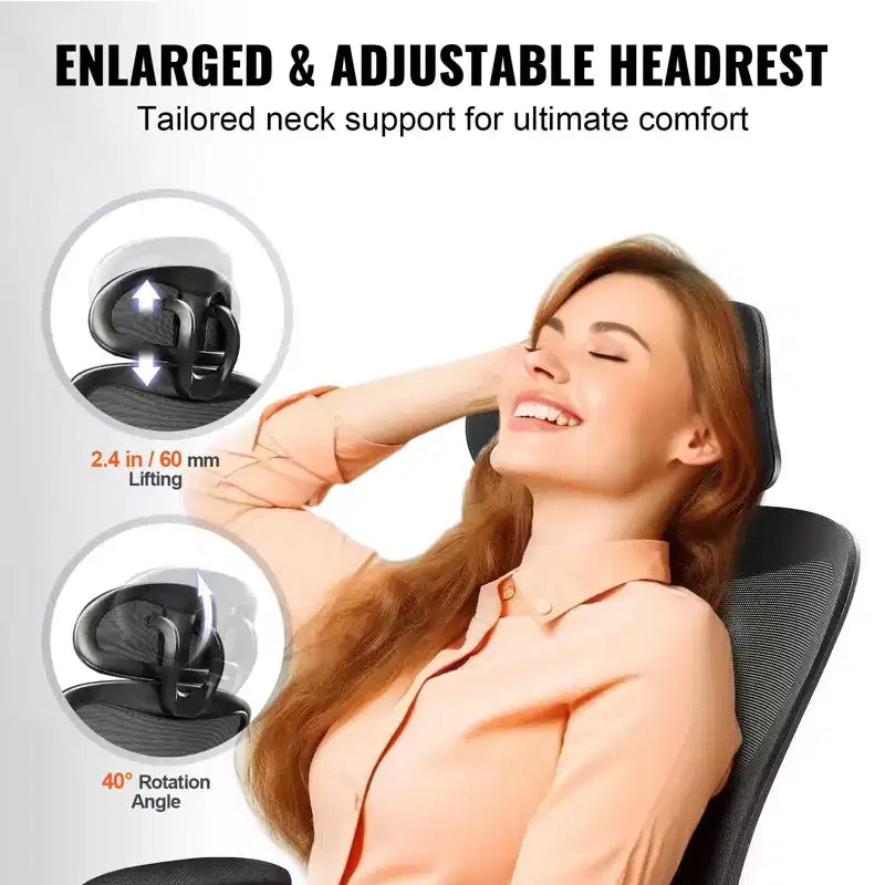 Okak Sedia da Ufficio Ergonomica con Supporto Lombare Regolabile, Sedia da Computer Imbottita con Poggiatesta e Braccioli Regolabili per Casa, Ufficio