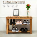 GDFStudio Dominic Rustic 3-Tier Acacia Wood Shoe Rack Bench
