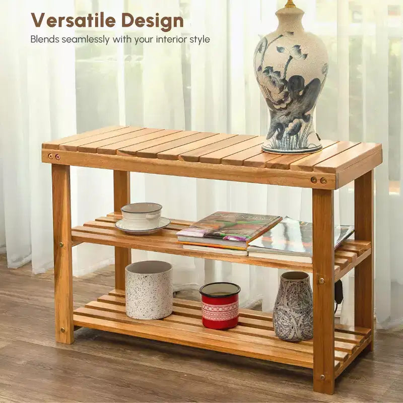 GDFStudio Dominic Scarpiera a Panca Rustica a 3 Livelli in Legno di Acacia