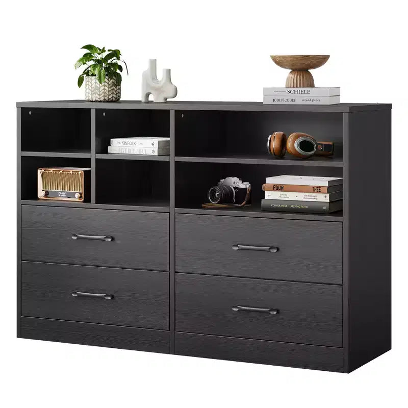 COZONY Cassettiera a 4 Cassetti con 6 Scomparti, Organizzatore Moderno Multi-Spazio per Camera da Letto e Soggiorno