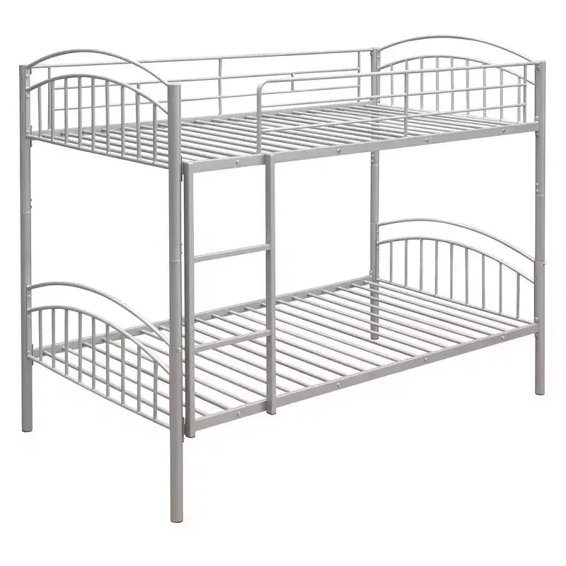 Bellemave Twin Over Twin Metal Bunk Bed with Ladder & Guardrail, Convertible to 2 Beds, Heavy Duty, Space-Saving Bed for Kids Teens, Silver