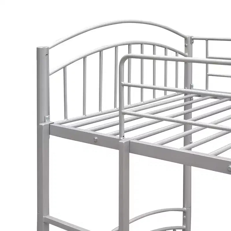 Bellemave Letto a castello in metallo a due piazze con scaletta e ringhiera, convertibile in 2 letti singoli, resistente, salvaspazio per bambini e ragazzi, argento