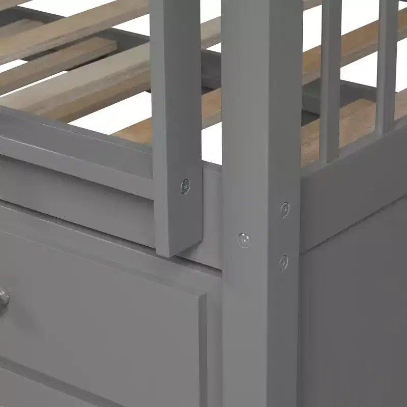Letto a castello singolo su singolo con letto estraibile, letto a castello in legno con 3 cassetti portaoggetti e spondina di sicurezza, trasformabile in 2 letti