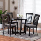 Baxton Studio Nellie Modern Grey Fabric and Dark Brown Wood 5-Piece Dining Set