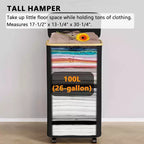 Cesto portabiancheria con ruote e coperchio - Cesto portabiancheria da 100 litri con manico in bambù, ampio organizer per lavanderia SpaceAid per camera da letto, bagno, dormitorio