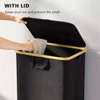 Cesto portabiancheria con ruote e coperchio - Cesto portabiancheria da 100 litri con manico in bambù, ampio organizer per lavanderia SpaceAid per camera da letto, bagno, dormitorio