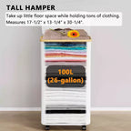 Cesto portabiancheria con ruote e coperchio - Cesto portabiancheria da 100 litri con manico in bambù, ampio organizer per lavanderia SpaceAid per camera da letto, bagno, dormitorio