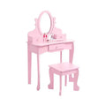 Kids Vanity Set, Adjustable Angle Mirror, Wooden Makeup Table, Pretend Play Girls Vanity Table and Chair Set, for Bedroom, Playroom
