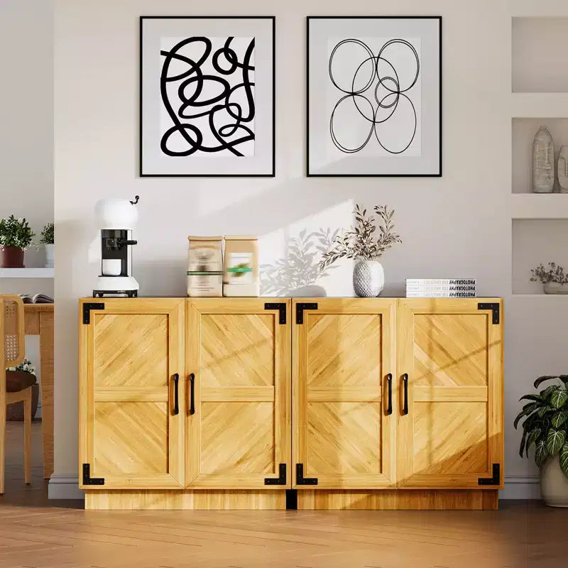 Mobile credenza con ante e ripiani regolabili, stile moderno rustico, per sala da pranzo, cucina o angolo caffè