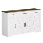 Credenza a buffet Coolmee con cassetti, 55 pollici, mobile credenza grande per caffè in legno con ripiani e ante per cucina e sala da pranzo