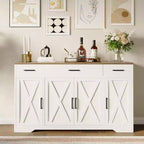 Credenza a buffet Coolmee con cassetti, 55 pollici, mobile credenza grande per caffè in legno con ripiani e ante per cucina e sala da pranzo