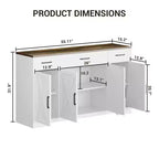Credenza a buffet Coolmee con cassetti, 55 pollici, mobile credenza grande per caffè in legno con ripiani e ante per cucina e sala da pranzo