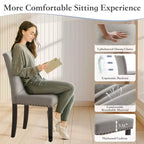 Set di 2 sedie da pranzo Parsons in tessuto con borchie e robuste gambe in legno per sala da pranzo/ristorante/hotel