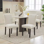 Set di 2 sedie da pranzo Parsons in tessuto con borchie e robuste gambe in legno per sala da pranzo/ristorante/hotel
