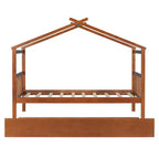 Bellemave Struttura Letto a Casetta in Legno per Bambini, con Tetto e Letto Estraibile, Noce