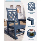 Sedia a dondolo da esterno, sedia a dondolo per patio in HDPE resistente alle intemperie con texture effetto legno e capacità di carico di 172 kg per ponte, piscina, cortile, nera