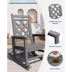 Sedia a dondolo da esterno, sedia a dondolo per patio in HDPE resistente alle intemperie con texture effetto legno e capacità di carico di 172 kg per ponte, piscina, cortile, nera