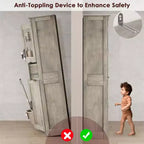 Coolmee Mobile Alto da Bagno da 170 cm con 4 Ante e Cassetto a Scomparsa in Vetro, Mobile Contenitore con Ripiani Regolabili, Organizzatore Autoportante per la Casa