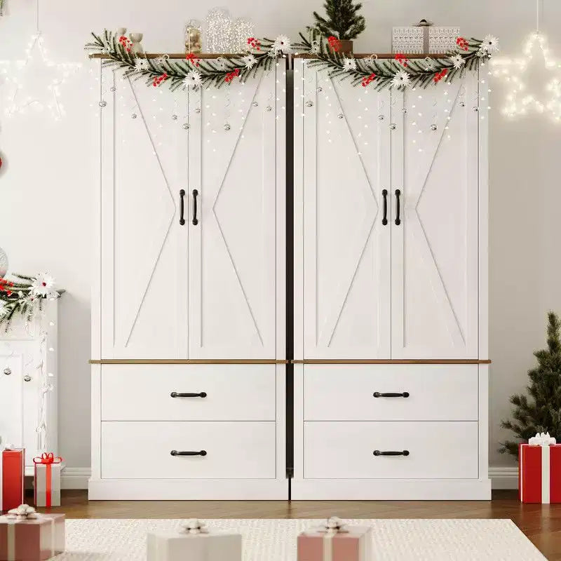 Coolmee Mobile dispensa da cucina con ante scorrevoli alla rustica, cassetto e 2 ripiani regolabili, Credenza alta indipendente con porta microonde