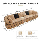 Divano Teddy 135, 4 posti, spugna 32D, senza telaio, soffice, oversize, colore a contrasto, simmetrico, per soggiorno