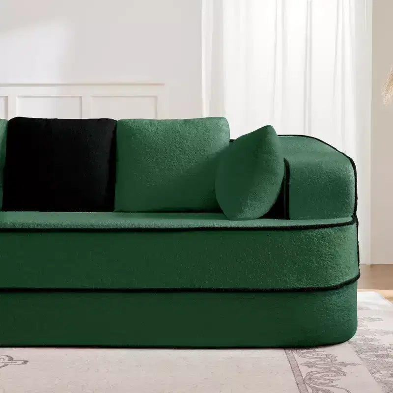 Divano Teddy 135, 4 posti, spugna 32D, senza telaio, soffice, oversize, colore a contrasto, simmetrico, per soggiorno