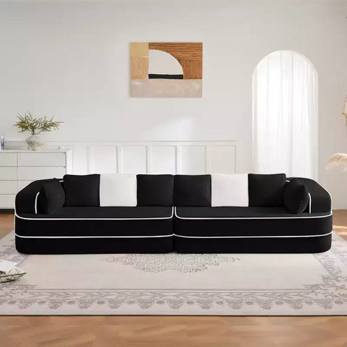 135 Teddy Sofa, 4-Seat, 32D Sponge, Boneless, Fluffy, Oversize, Contrast Color, Symmetrical, Living Room