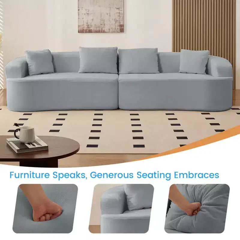 Mjkone Divano componibile curvo 112 in ciniglia Design moderno minimalista Compresso Nessun assemblaggio richiesto