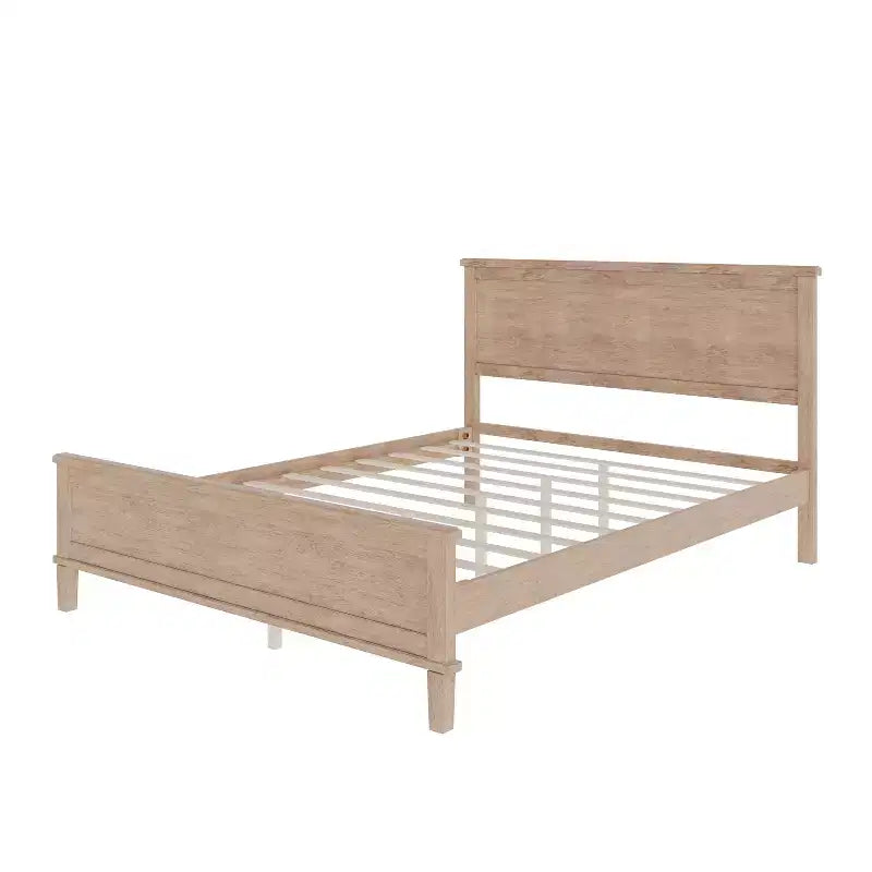 Polibi Letto a Piattaforma in Legno Massello Stile Moderno Mid-Century