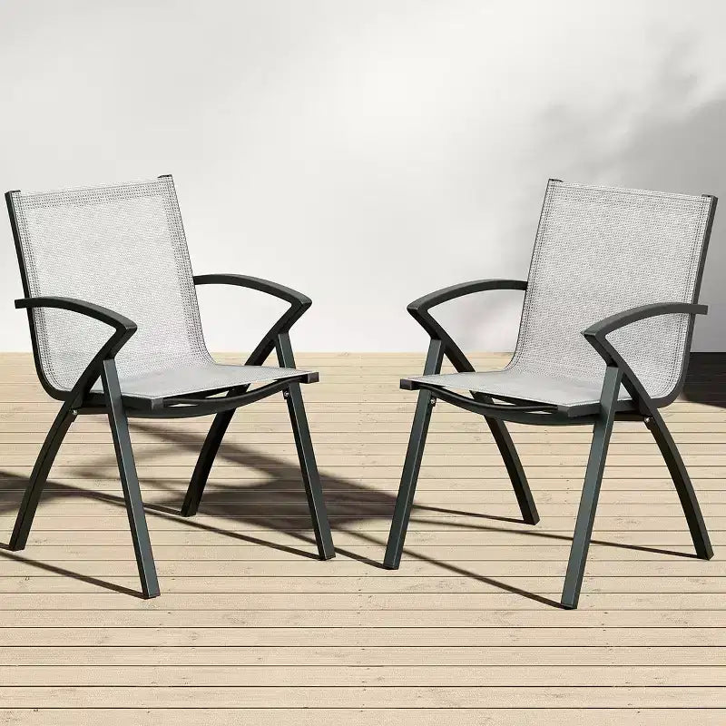 Sedie da pranzo per patio in alluminio, confezione da 4, con rete in Textilene ad asciugatura rapida, sedute ergonomiche da esterno per bordo piscina, giardino, terrazza e uso commerciale
